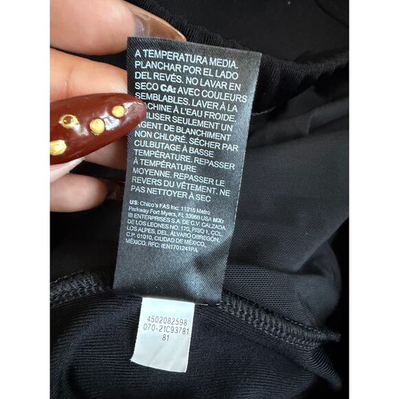 Chico’s Travelers Black Zip Jacket Size 3 silver Hardware Soft Stretch Classic - Picture 6 of 7